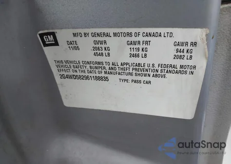 2006 Buick Lacrosse Cxl из США, поврежденный, VIN 2G4WD582961188835